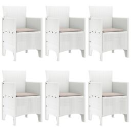 Berkfield Home 7 Piece Garden Dining Set with Cushions White Poly Rattan - thumbnail 4