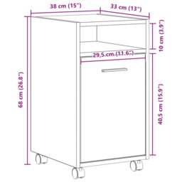 Berkfield Home Side Cabinet on Wheels - Black Oak, 33x38x60 cm, Made of Engineered Wood - Size: 33 x 38 x 60 cm - thumbnail 9