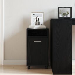 Berkfield Home Side Cabinet on Wheels - Black Oak, 33x38x60 cm, Made of Engineered Wood - Size: 33 x 38 x 60 cm - thumbnail 3
