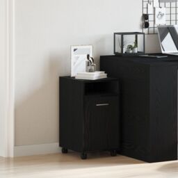 Berkfield Home Side Cabinet on Wheels - Black Oak, 33x38x60 cm, Made of Engineered Wood - Size: 33 x 38 x 60 cm - thumbnail 1