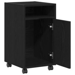 Berkfield Home Side Cabinet on Wheels - Black Oak, 33x38x60 cm, Made of Engineered Wood - Size: 33 x 38 x 60 cm - thumbnail 2