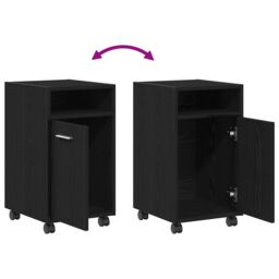 Berkfield Home Side Cabinet on Wheels - Black Oak, 33x38x60 cm, Made of Engineered Wood - Size: 33 x 38 x 60 cm - thumbnail 8