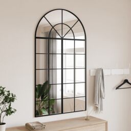 Berkfield Home Wall Mirror Black 80x140 cm Arch Iron - thumbnail 1