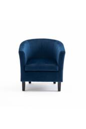 Home Source Velvet Fabric Tub Chair Sofa Armchair Living Room Modern Office in Dark Blue - thumbnail 5
