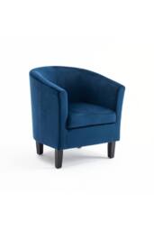 Home Source Velvet Fabric Tub Chair Sofa Armchair Living Room Modern Office in Dark Blue - thumbnail 4
