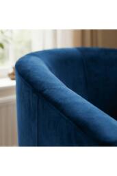 Home Source Velvet Fabric Tub Chair Sofa Armchair Living Room Modern Office in Dark Blue - thumbnail 3