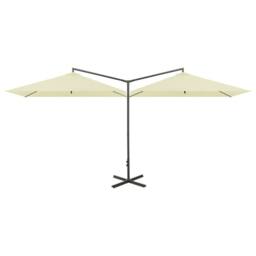 Berkfield Home Double Garden Parasol with Steel Pole Sand 600x300 cm in Beige - thumbnail 2
