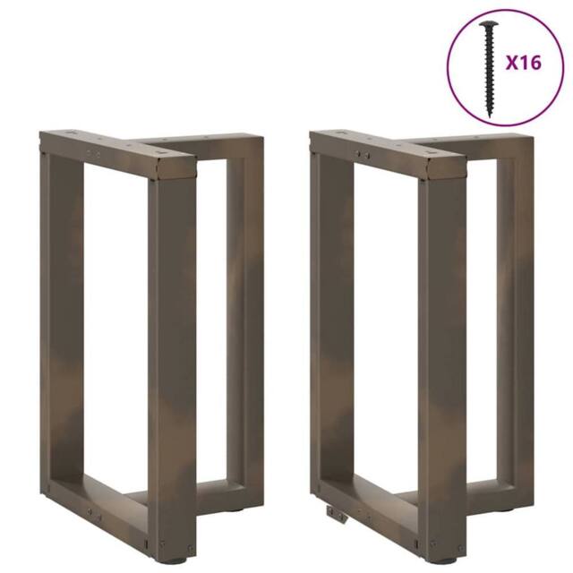 Berkfield Home Modern Dining Table Legs T-Shaped 2 pcs Natural Steel 60x35x(72 in Bronze - image 1