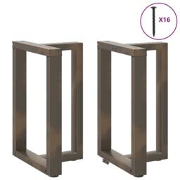 Berkfield Home Modern Dining Table Legs T-Shaped¬†2 pcs Natural Steel 60x35x(72 in Bronze - thumbnail 1