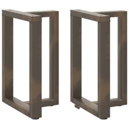 Berkfield Home Modern Dining Table Legs T-Shaped¬†2 pcs Natural Steel 60x35x(72 in Bronze - thumbnail 2