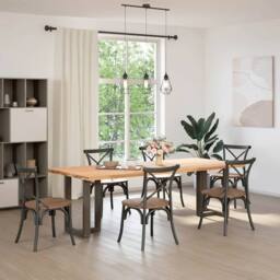 Berkfield Home Modern Dining Table Legs T-Shaped¬†2 pcs Natural Steel 60x35x(72 in Bronze - thumbnail 3