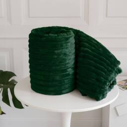 Homes-Linen Chunky Ribbed Cord Faux Fur Velvet Touch Throw Blanket 150x200cm in Emerald - Size: 150 cm × 200 cm