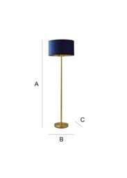ValueLights Charlie Gold Stem Floor Lamp with Velvet Drum with Gold Inner Lamp Shade in Dark Navy - thumbnail 8
