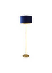 ValueLights Charlie Gold Stem Floor Lamp with Velvet Drum with Gold Inner Lamp Shade in Dark Navy - thumbnail 7