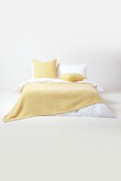 Homescapes 100% Cotton Throw Soft, Stylish & Machine Washable in Yellow - Size: 150 cm x 200 cm - thumbnail 3