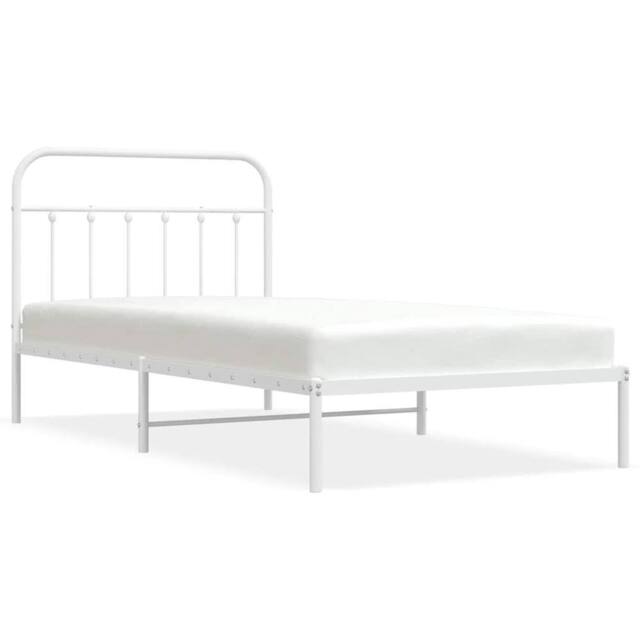 Berkfield Home Metal Bed Frame with Headboard White 107x203 cm - image 1