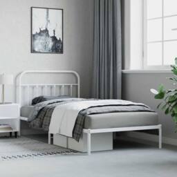 Berkfield Home Metal Bed Frame with Headboard White 107x203 cm - thumbnail 4