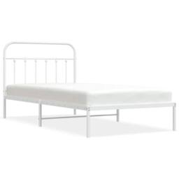Berkfield Home Metal Bed Frame with Headboard White 107x203 cm - thumbnail 1
