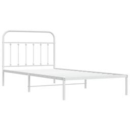 Berkfield Home Metal Bed Frame with Headboard White 107x203 cm - thumbnail 3
