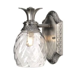 Netlighting Plantation 1 Light Outdoor Dome Wall Light Polished Nickel IP44 G9 in Grey - thumbnail 1