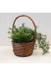 KDMD Rustic Round Willow Basket with Overhandle - 37mm in Brown - thumbnail 2