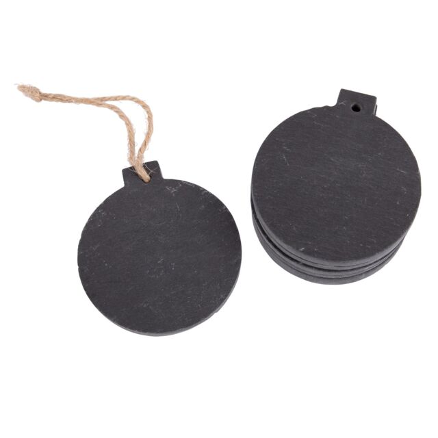 Nicola Spring Slate Christmas Tree Decorations - 7 x 8cm - Bauble - Pack of 6 in Grey - Size: 7 x 8 cm - image 1