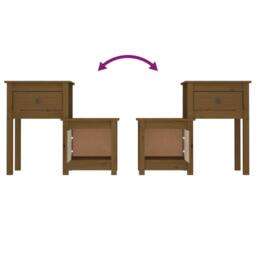 Berkfield Home Beautiful Bedside Cabinet Honey Brown 79.5x38x65.5 cm Solid Wood Pine - thumbnail 5