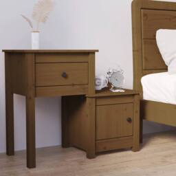 Berkfield Home Beautiful Bedside Cabinet Honey Brown 79.5x38x65.5 cm Solid Wood Pine - thumbnail 2