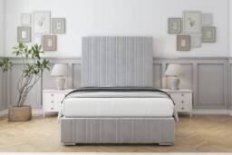 "Comfort Beds Paris Plush Bed Frame With Mattress-50"" Upholstered in Silver - Size: Single" - thumbnail 2