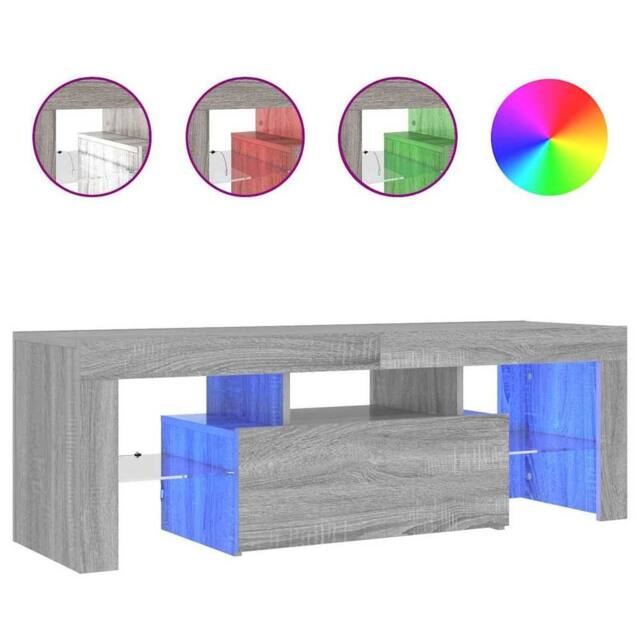 Berkfield Home TV Cabinet with LED Lights Grey Sonoma 120x35x40 cm - Size: 120 x 35 x 40 cm - image 1