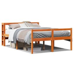 Berkfield Home Bed Frame with Headboard without Mattress Wax Brown 135x190 cm Double - thumbnail 2