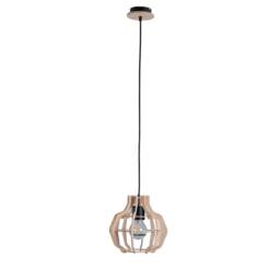 Netlighting Bento Wire Frame Pendant Ceiling Light Black Wood 28cm 1x E27 in Natural