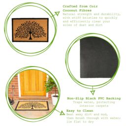 Nicola Spring Coir Door Mats - 90 x 60cm - Tree of Life - Set of 2 - Size: 60 cm x 90 cm - thumbnail 2