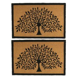 Nicola Spring Coir Door Mats - 90 x 60cm - Tree of Life - Set of 2 - Size: 60 cm x 90 cm - thumbnail 1