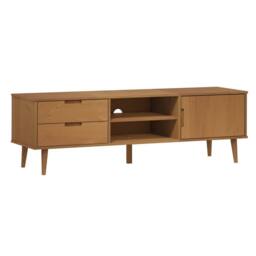 Berkfield Home TV Cabinet MOLDE Brown 158x40x49 cm Solid Wood Pine - Size: 158 x 40 x 49 cm - thumbnail 2