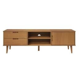 Berkfield Home TV Cabinet MOLDE Brown 158x40x49 cm Solid Wood Pine - Size: 158 x 40 x 49 cm - thumbnail 4