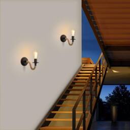 Goeco 2 Pieces Vintage Wall Lamp Industrial Style Hemp Rope Wall Lamp E27 in Black - thumbnail 6
