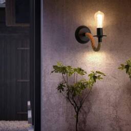 Goeco 2 Pieces Vintage Wall Lamp Industrial Style Hemp Rope Wall Lamp E27 in Black - thumbnail 8