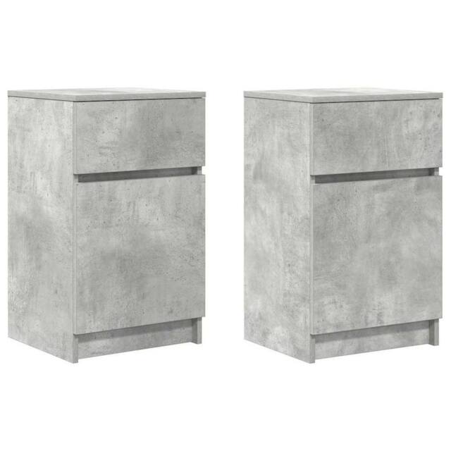 Berkfield Home Bedside Cabinets 2 pcs Concrete Grey 39x35x65 cm Engineered Wood - Size: 39 x 35 x 65 cm - image 1