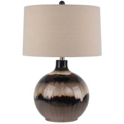 Lemon Pavilion Furniture and Decor Sepia Shadows Table Lamp with Linen Shade - L43 x W43 x H66 cm - Brown
