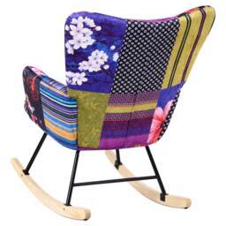 Wyld and Coco Multicolour Velvet Rocking Chair - Biscuit Tufted Light Wood Legs - thumbnail 5