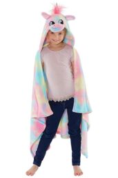 Animal Crazy Rainbow Unicorn Hooded Cuddle Blanket - thumbnail 2