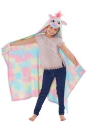 Animal Crazy Rainbow Unicorn Hooded Cuddle Blanket - thumbnail 1
