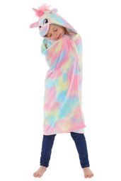 Animal Crazy Rainbow Unicorn Hooded Cuddle Blanket - thumbnail 3