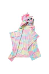Animal Crazy Rainbow Unicorn Hooded Cuddle Blanket - thumbnail 4