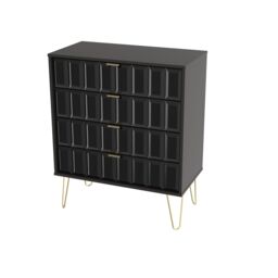 Ready Assembled 2 U Metro 4 Drawer Chest (Ready Assembled) in True Black