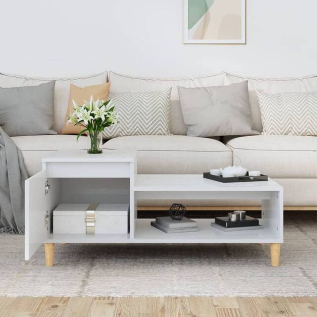 Berkfield Home Decorative Coffee Table High Gloss White 100x50x45 cm Engineered Wood - Size: 100 x 50 x 45 cm - image 1