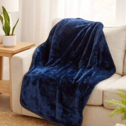 Voltico Faux Mink Throw - Navy, 150 × 200 cm in Navy - Size: 150 cm x 200 cm - thumbnail 1
