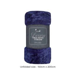 Voltico Faux Mink Throw - Navy, 150 × 200 cm in Navy - Size: 150 cm x 200 cm - thumbnail 3
