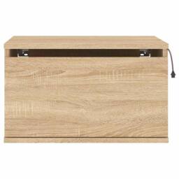 Berkfield Home Durable Wall-mounted Bedside Cabinets with LED Lights 2 pcs Sonoma Oak in Light Brown - thumbnail 8